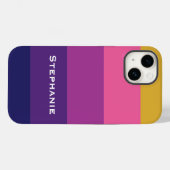 Kleurrijke Paarse Roze Goud Abstracte Strepen Naam Case-Mate iPhone Case (Achterkant (horizontaal))