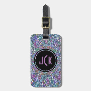 Kleurrijke Paarse tint glitter en schittert Bagagelabel
