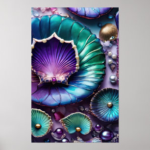 Kleurrijke Paarse Zeemeermin Shell Poster