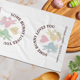 Kleurrijke paasbundels met hart theedoek