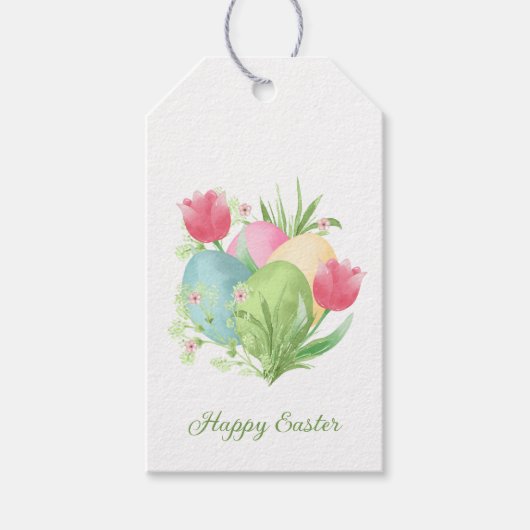 Kleurrijke paaseieren klinken kuikens cadeaulabel (Voorkant)