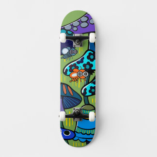Kleurrijke Paddenstoel Illustratie Skateboard