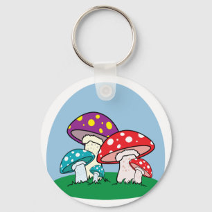 Kleurrijke Paddenstoel Zwam Tuin Sleutelhanger