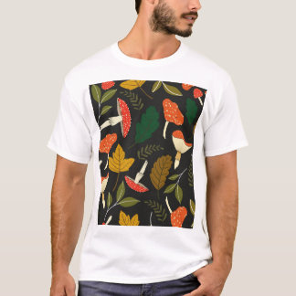 Kleurrijke paddenstoelen, bladeren, full colour. t-shirt