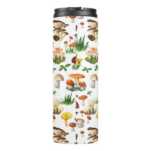 Kleurrijke paddenstoelen en gras thermosbeker (Achterkant)