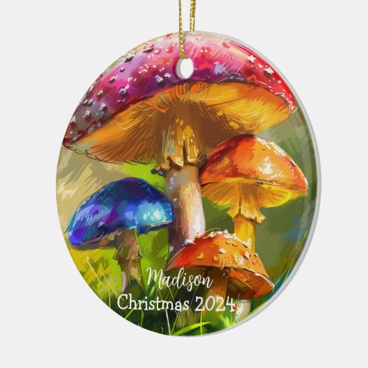 Kleurrijke paddenstoelen gepersonaliseerd Ornament (Links)