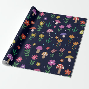 Kleurrijke Paddenstoelen Met Fantasie Bloemen Patr Cadeaupapier