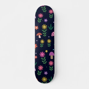 Kleurrijke Paddenstoelen Met Fantasie Bloemen Patr Skateboard