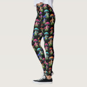 Kleurrijke paddenstoelen op zwarte achtergrond leggings (Links)