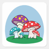 Kleurrijke paddenstoelen vierkante sticker (Voorkant)