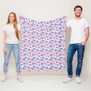 Kleurrijke Paddenstoelendeken – Neon Cottagecore C Fleece Deken