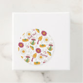 Kleurrijke Paddestoel, Regenboog en Daisies Patroo Bedankjes Labels (In situ)