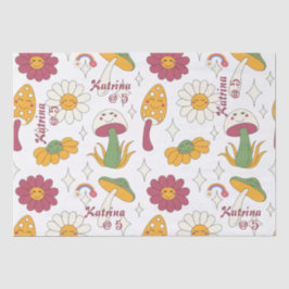 Kleurrijke Paddestoel, Regenboog en Daisies Patroo Tissuepapier