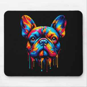 Kleurrijke Paint Drip Franse Bulldog Muismat