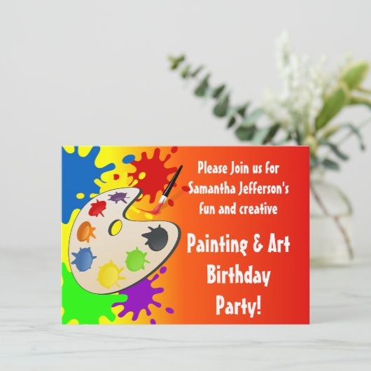 Kleurrijke Paint Palette Art Schilderij Verjaardag Kaart (Staand voorkant)