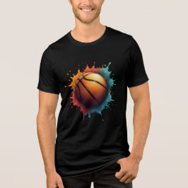Kleurrijke Paint Splatter Basketball Tri-Blend Shirt