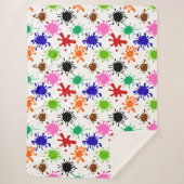 Kleurrijke Paint Spletters Patroon in Wit Sherpa Deken (Voorkant)