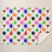 Kleurrijke Paint Spletters Patroon in Wit Sherpa Deken (Voorkant (horizontaal))