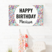 Kleurrijke Paint Stippen Custom Birthday Spandoek (Insitu)