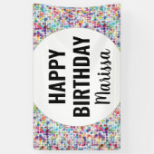 Kleurrijke Paint Stippen Custom Birthday Spandoek (Verticaal)