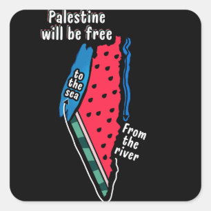 Kleurrijke Palestijnse Watermeloen kaart Grafisch Vierkante Sticker