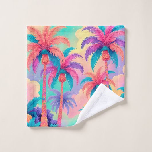 Kleurrijke palmbomen washandje (Wasdoekje)