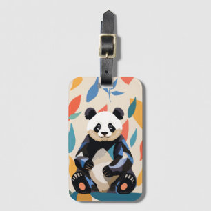 Kleurrijke Panda Beer Matisse Geïnspireerd Bagagelabel
