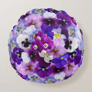 kleurrijke pansieën, bloemen, rond kussen