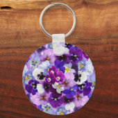 kleurrijke pansieën, bloemen, sleutelhanger (Voorkant)