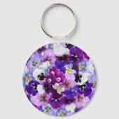 kleurrijke pansieën, bloemen, sleutelhanger (Achterkant)