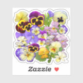 Kleurrijke Pansies Contour Sticker (Vel)