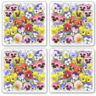 Kleurrijke Pansies Custom-Cut Vinyl Sticker