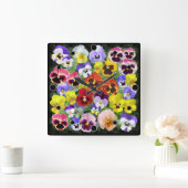 kleurrijke pansies vierkante klok (Huis)