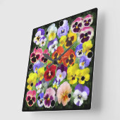 kleurrijke pansies vierkante klok (Hoek)