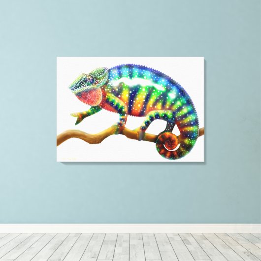 Kleurrijke Panther Kameleon Lizard Verpakt Canvas (Insitu (Houten vloer))