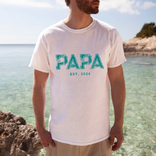 Kleurrijke PAPA EST Vaderdag, Verjaardag T-shirt