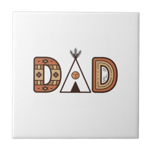Kleurrijke papa teepee-lettering shirt ontwerp_1 tegeltje