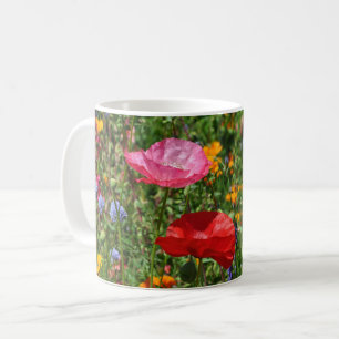 Kleurrijke papaverbloemen koffiemok