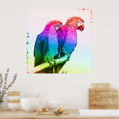 Kleurrijke papegaai paar poster (Keuken)