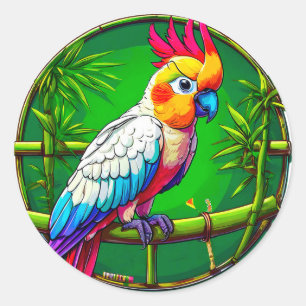 Kleurrijke papegaai Tropische Vogel Kunst Sticker