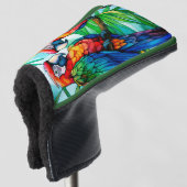 Kleurrijke papegaaien Glas in lood Golfheadcover (3/4 voorkant)