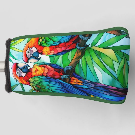 Kleurrijke papegaaien Glas in lood Golfheadcover (Voorkant)