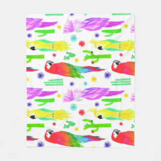 Kleurrijke papegaaien, met de hand getekend patroo fleece deken