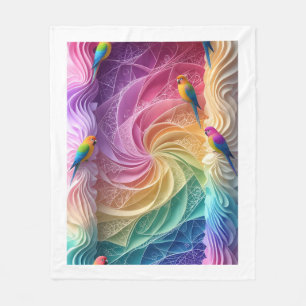 Kleurrijke Papegaaien Pastel Wervelende Kunst Vlie Fleece Deken