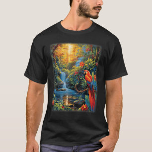 Kleurrijke papegaaien Regen Bos Oerwoud Macaw Pape T-shirt