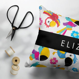 Kleurrijke papegaaien, tropische papegaaien, Jouw Accent Kussen