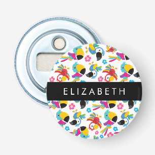 Kleurrijke papegaaien, tropische papegaaien, Jouw  Button Flesopener