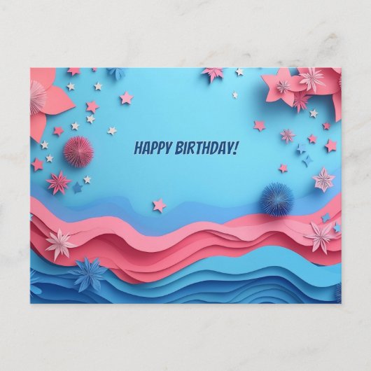 Kleurrijke Papercut vuurwerk verjaardag Briefkaart (Voorkant)