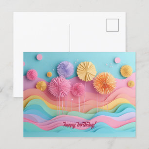 Kleurrijke Papieren Knip Uitgebrande Verjaardag Briefkaart