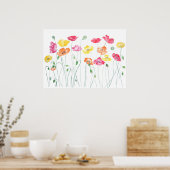 kleurrijke paprika's waterverf horizontaal poster (Keuken)